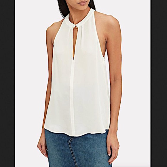 A.L.C. Moran Keyhole Sleeveless Silk Top off white - Picture 3 of 14